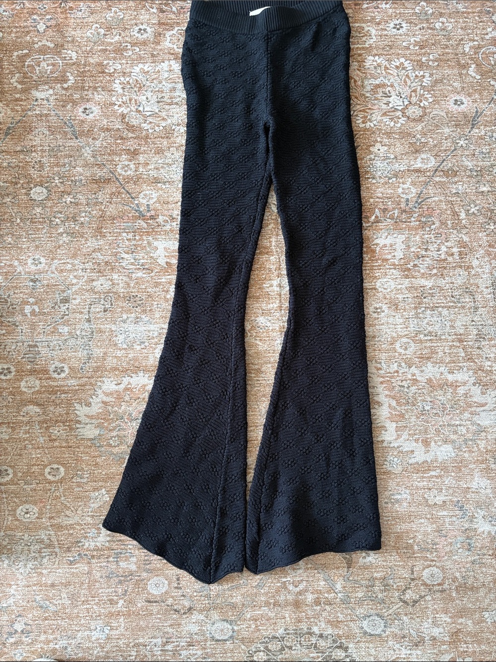 Black Knit Flared Pants